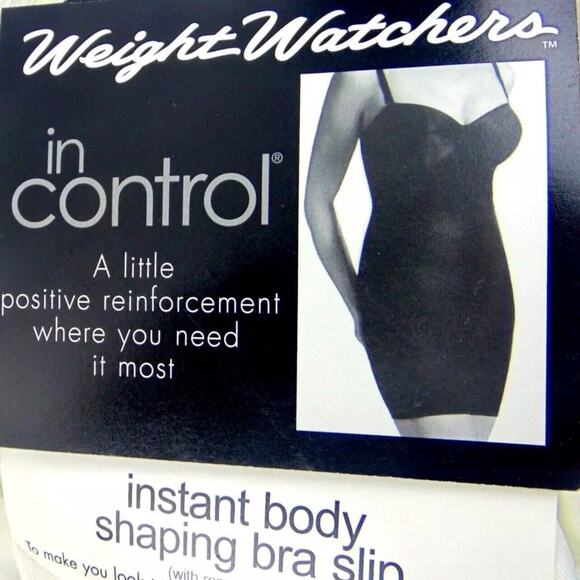 Vintage Weight Watchers In Control Instant Body Shaping Bra Slip Size 36D Black - Picture 3 of 10